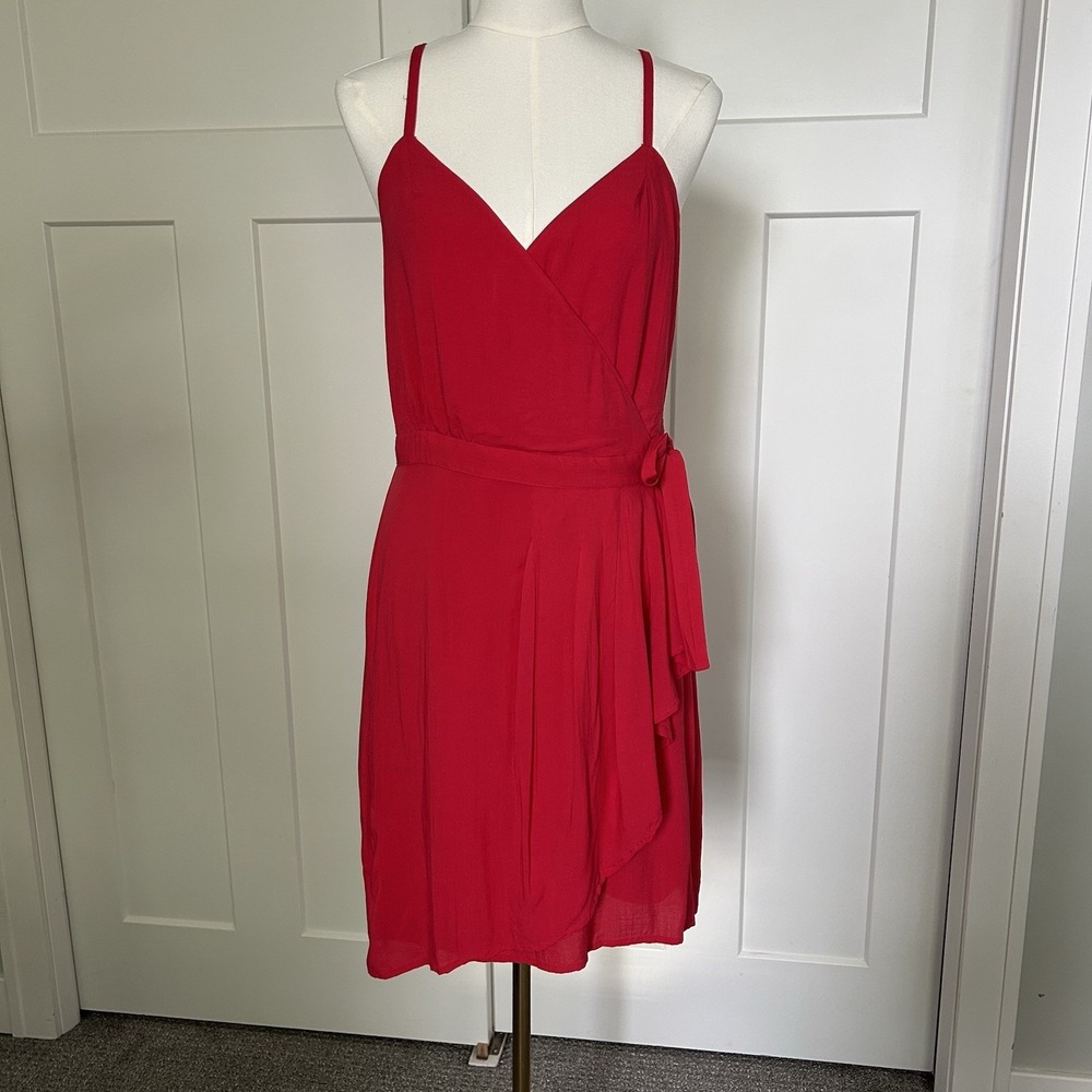 GAP Red Wrap Dress - Women's 8 - Spaghetti Straps Lined